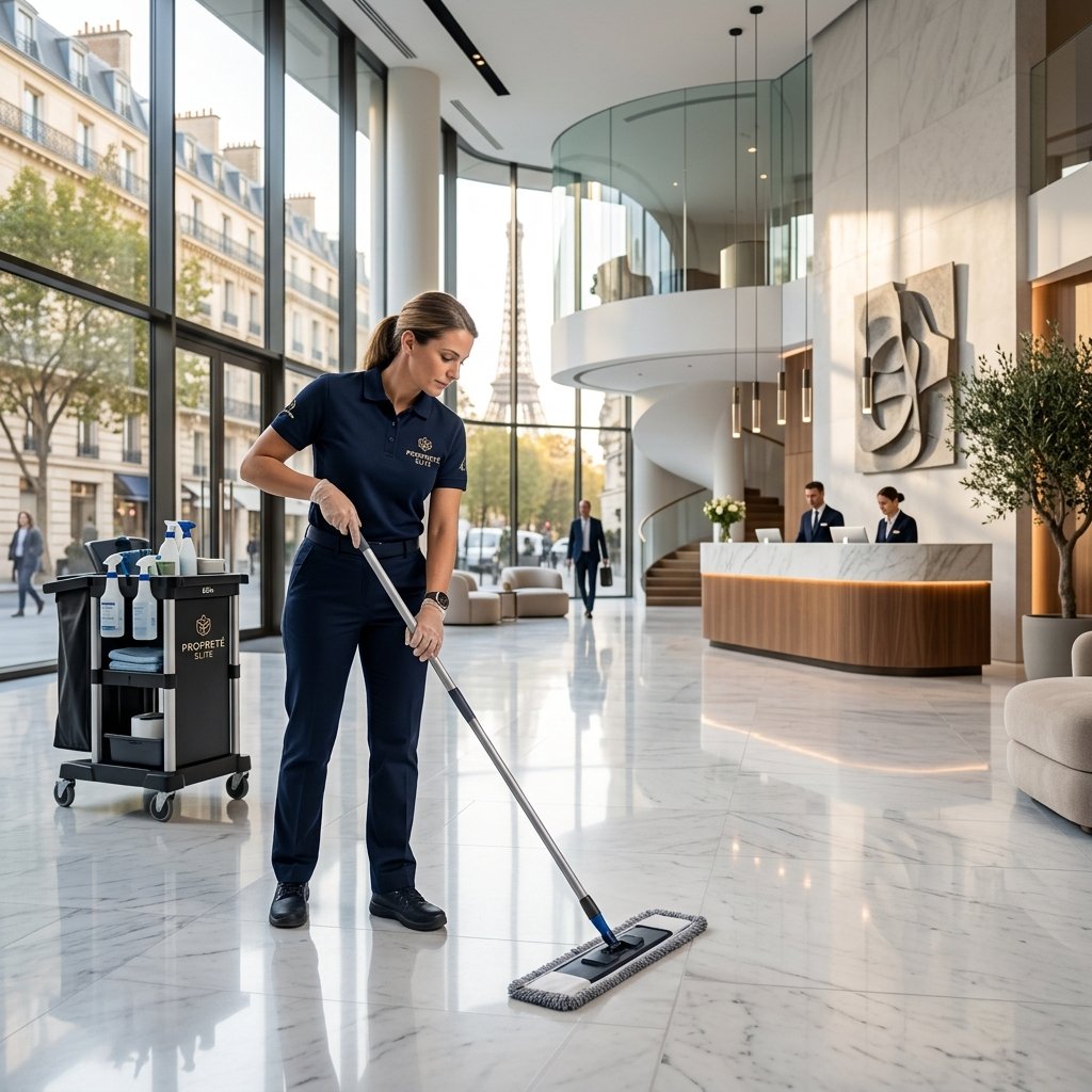 Cinalex Services Pro agent cleaning an office in Bergerac